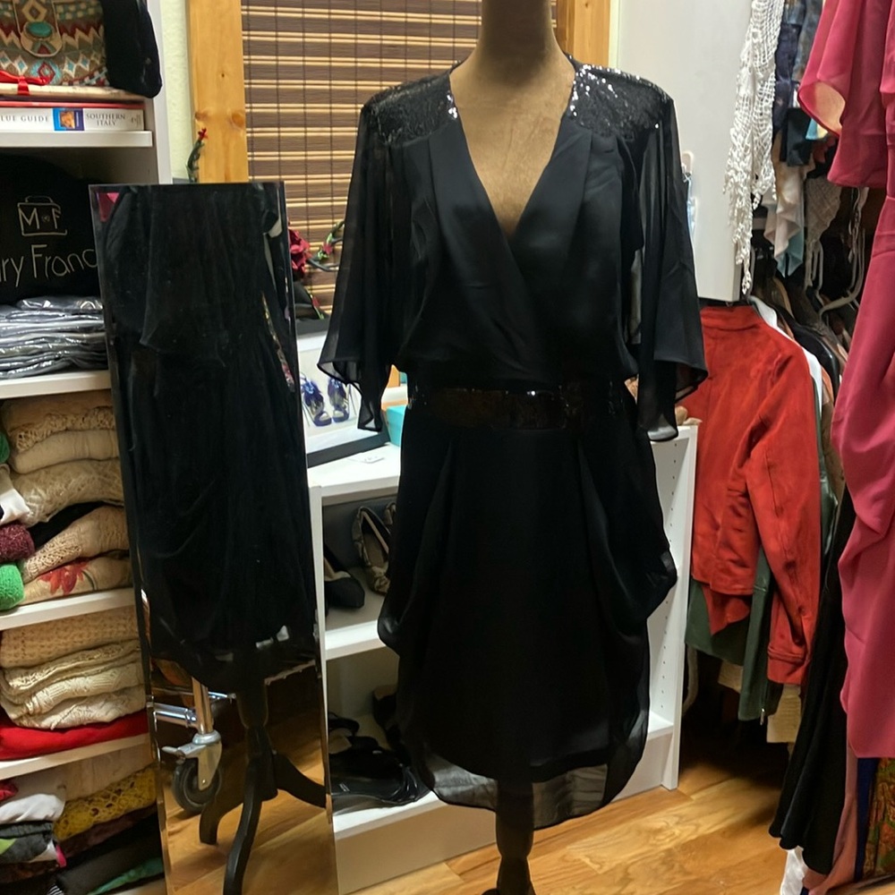 Black sequined cocktail dress